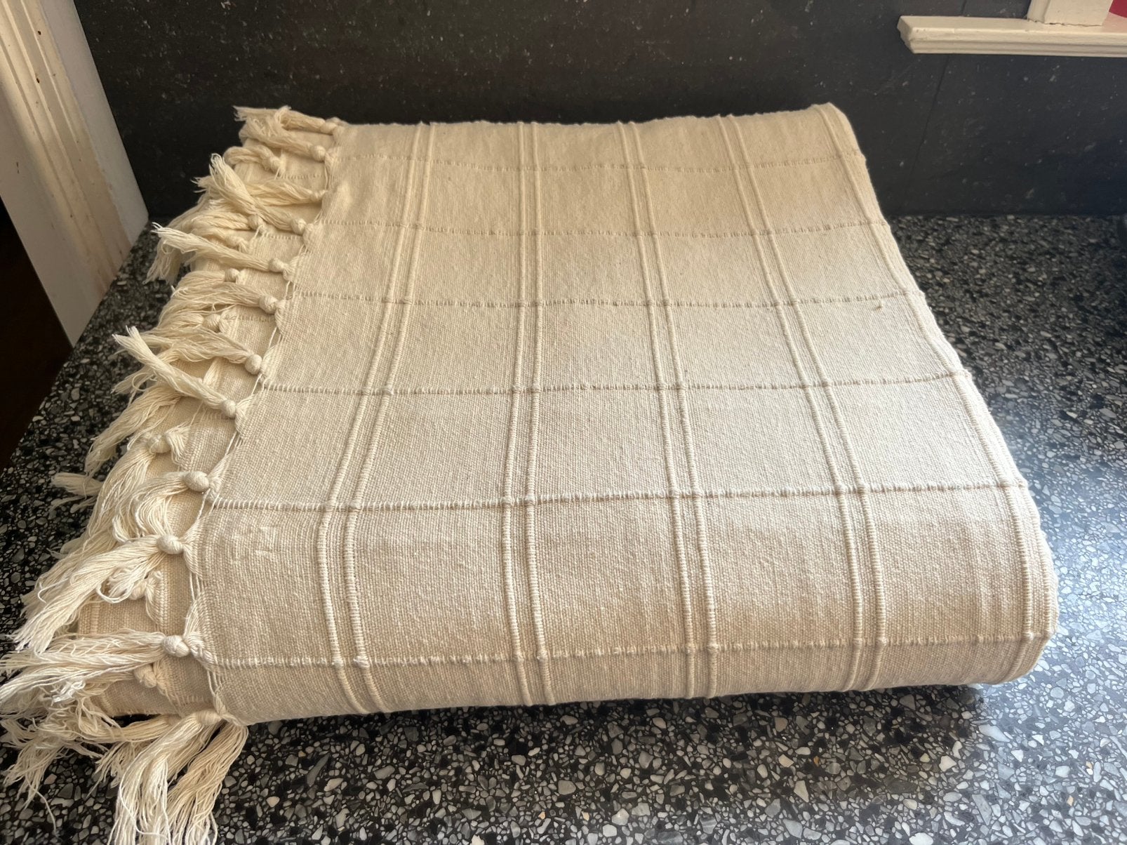 Hele grote gran foulard 350x250 sprei katoen ecru crème, Katoen, Beige, Ophalen of Verzenden, Zo goed als nieuw
