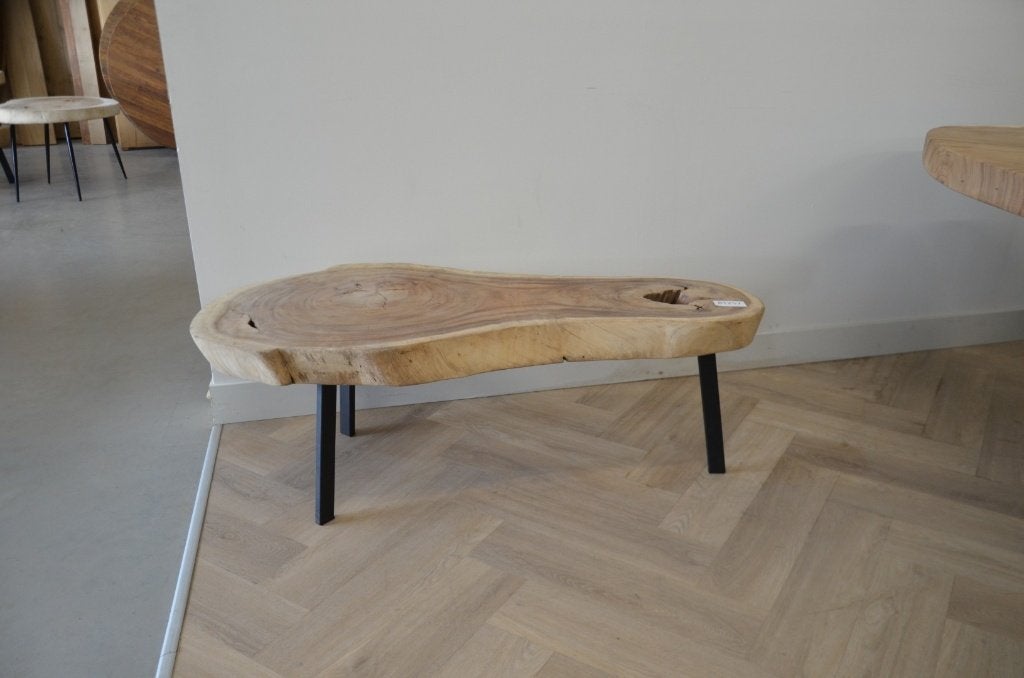 Ronde suar salontafel  125 - 30-60cm BT257, Overige houtsoorten, 100 tot 150 cm, Rond, Nieuw