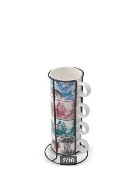 Karaca Jungle koffie set 5 delig Nieuw in doos ideaal kado, Nieuw, Ophalen of Verzenden, Overige stijlen, Kop(pen) en/of Schotel(s)