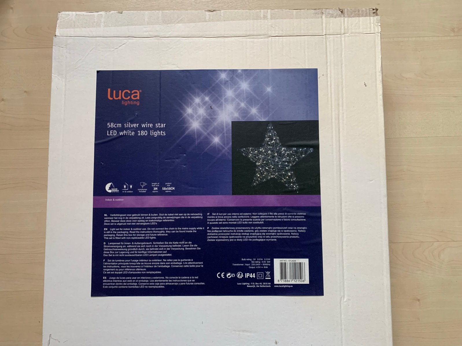 Luca kerstster kerst met 180 witte lampjes is 58 cm, Ophalen, Zo goed als nieuw, Hout