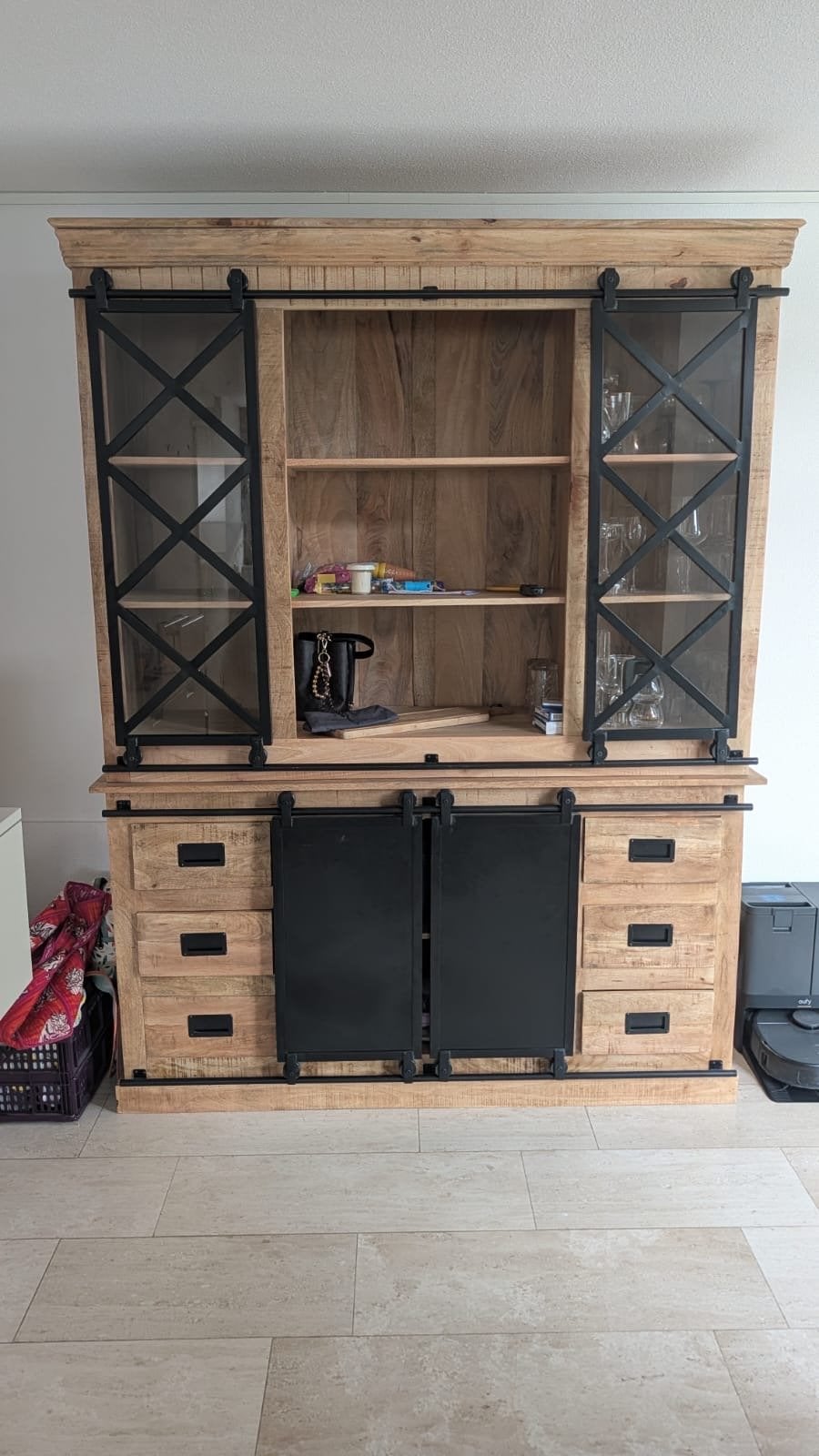 Complete Woonkamerset: Buffetkast, Salontafel, TV-meubel, Ophalen, Zo goed als nieuw, 200 cm of meer, Met lade(s)