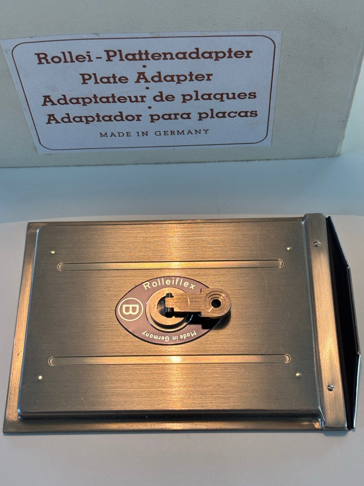 Rolleiflex Platenadapter met 3 houders en originele doos, Overige merken, Overige typen, Ophalen of Verzenden, Zo goed als nieuw