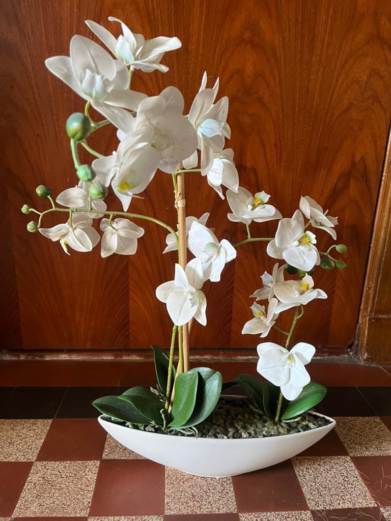 Prachtige Kunst Orchidee - Wit - 60 cm Hoog, Binnen, Kunstplant, Nieuw, Ophalen of Verzenden
