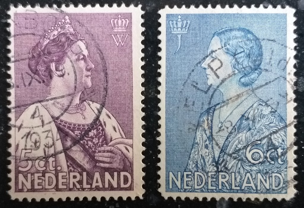 POSTZEGELS WILHELMINA JULIANA 1934 GESTEMPELD, Verzenden, T/m 1940, Gestempeld