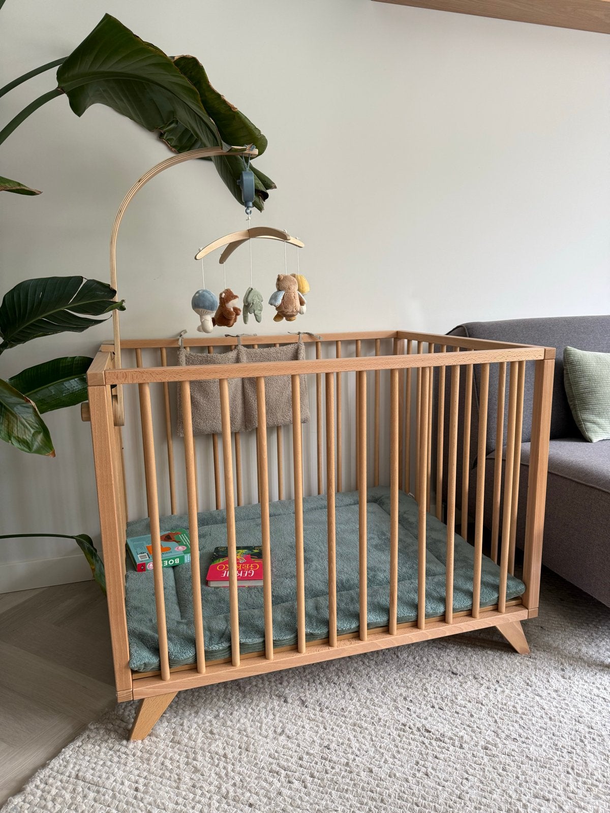 Houten box met Little Dutch muziekmobiel en boxkleed, Kinderen en Baby's, Boxen, Ophalen, Zo goed als nieuw, Rechthoekig, Boxkleed