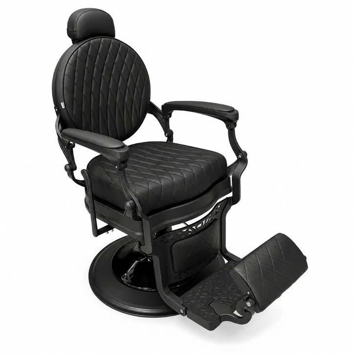 Barbierstoel Steelone Black Luxe Barbierstoel Zwart, Vintage, Nieuw, Ophalen of Verzenden, Vijf, Zes of meer stoelen