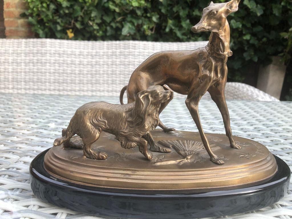 sculptuur italiaans windhondje whippet met spaniel, Ophalen of Verzenden