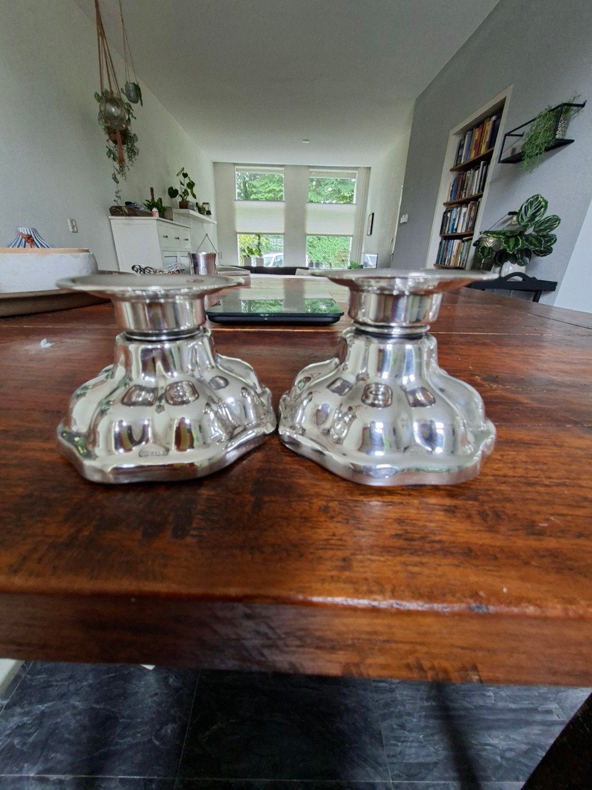 2 zilveren kandelaren 835 gemerkt., Antiek en Kunst, Antiek | Goud en Zilver, Ophalen of Verzenden