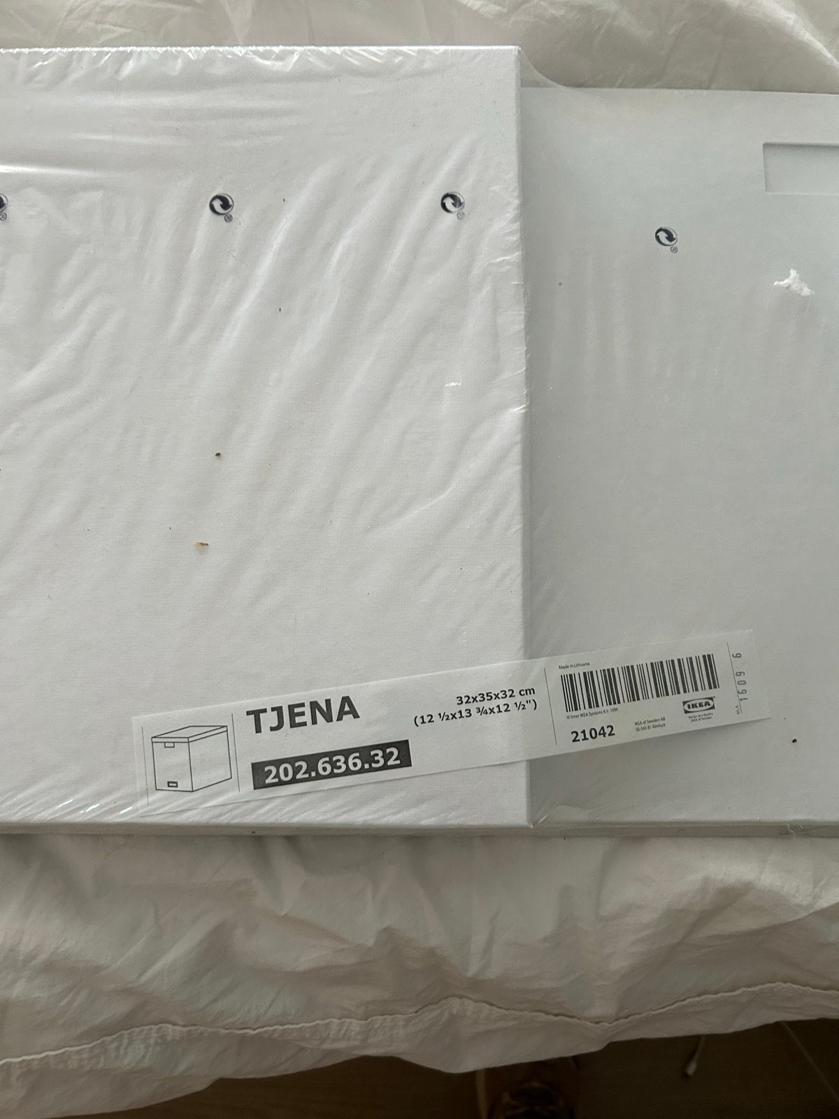 IKEA TJENA Opbergdoos met deksel, wit (32x35x32 cm), Overige materialen, Minder dan 50 cm, Nieuw, Minder dan 50 cm