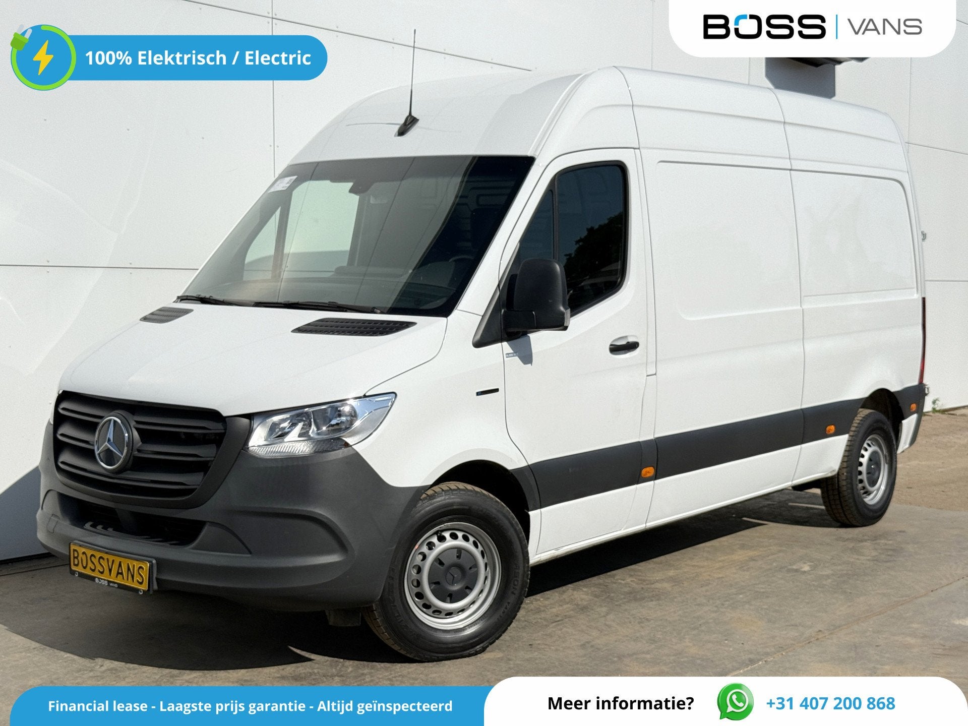 Mercedes-Benz eSprinter 312 55 kWh L2H2 Elektrisch 145km WLT, Stof, Gebruikt, Zwart, 116 pk