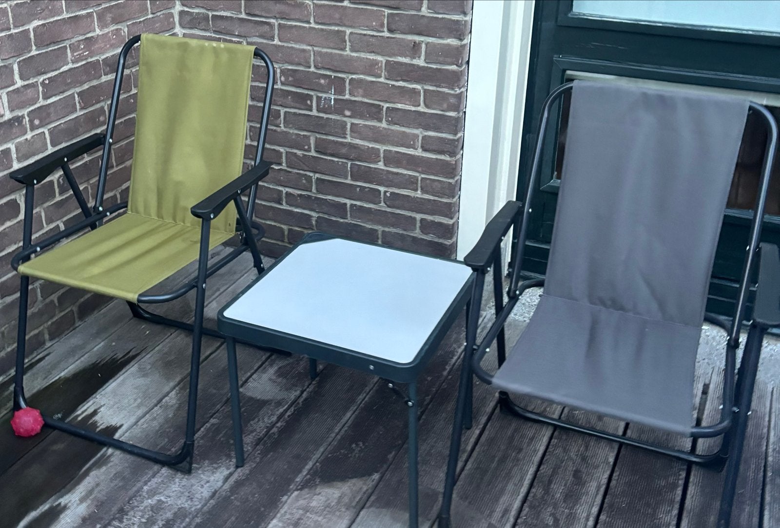 Campingstoelen en bijzettafel set, Ophalen of Verzenden, Gebruikt, Campingstoel