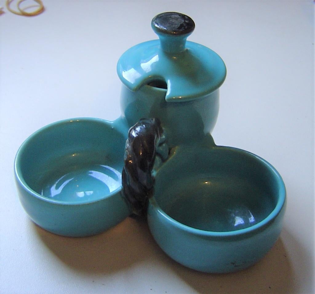 Oud  peper zout mosterd stel aardewerk circa 1950, Overige typen, Ophalen of Verzenden, Zo goed als nieuw, Steen/keramiek