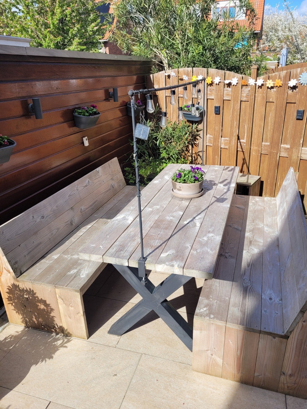 Douglas houten tuinset met kussens, Tuin en Terras, Tuinsets en Loungesets, Ophalen, Bank, Meer dan 8 zitplaatsen, Zo goed als nieuw