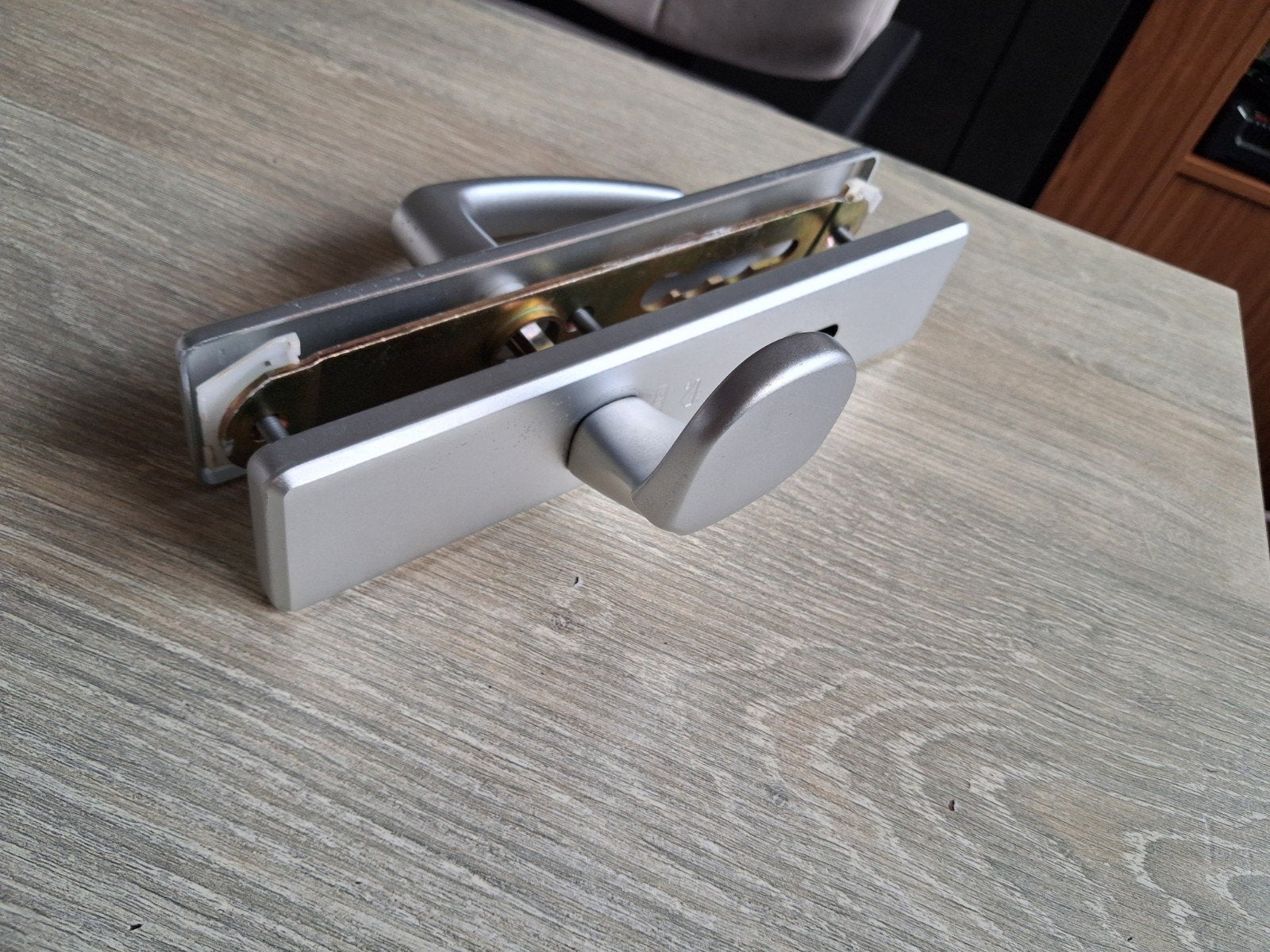 ABUS Deurklink beslag Gebruikt, zilverkleurig zgan, Ophalen of Verzenden, Gebruikt, Overige materialen, Klink of Kruk