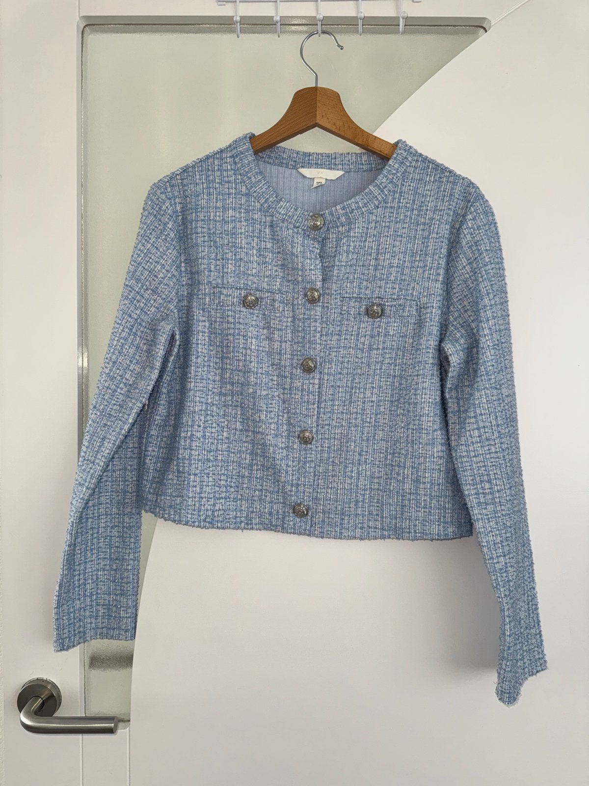 H&M tweed jasje - Maat M, Maat 38/40 (M), Blauw, Nieuw, Ophalen of Verzenden