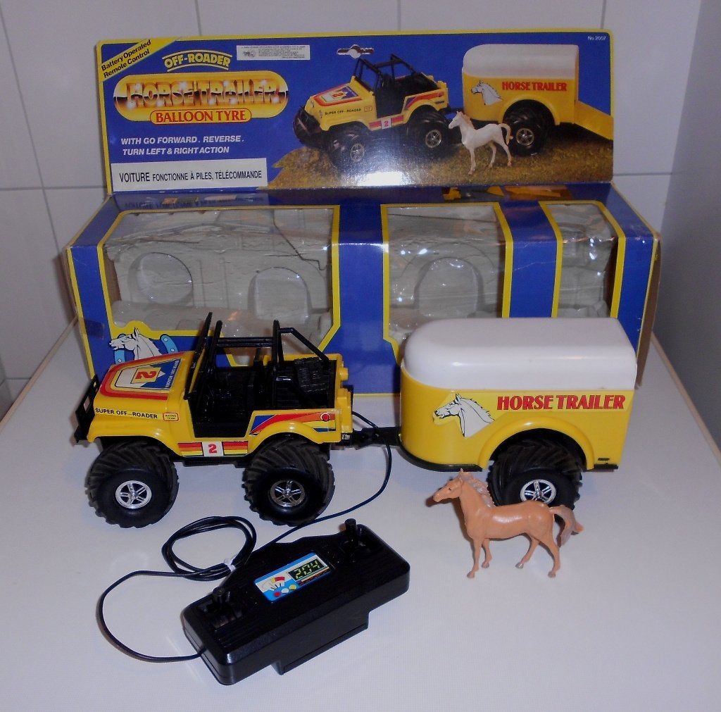BTF Jeep met paardentrailer Off-Roader kabel.contr. Vintage., Ophalen of Verzenden