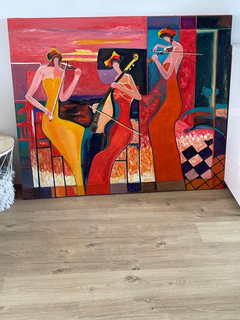 Schilderij met drie muzikanten, Ophalen of Verzenden