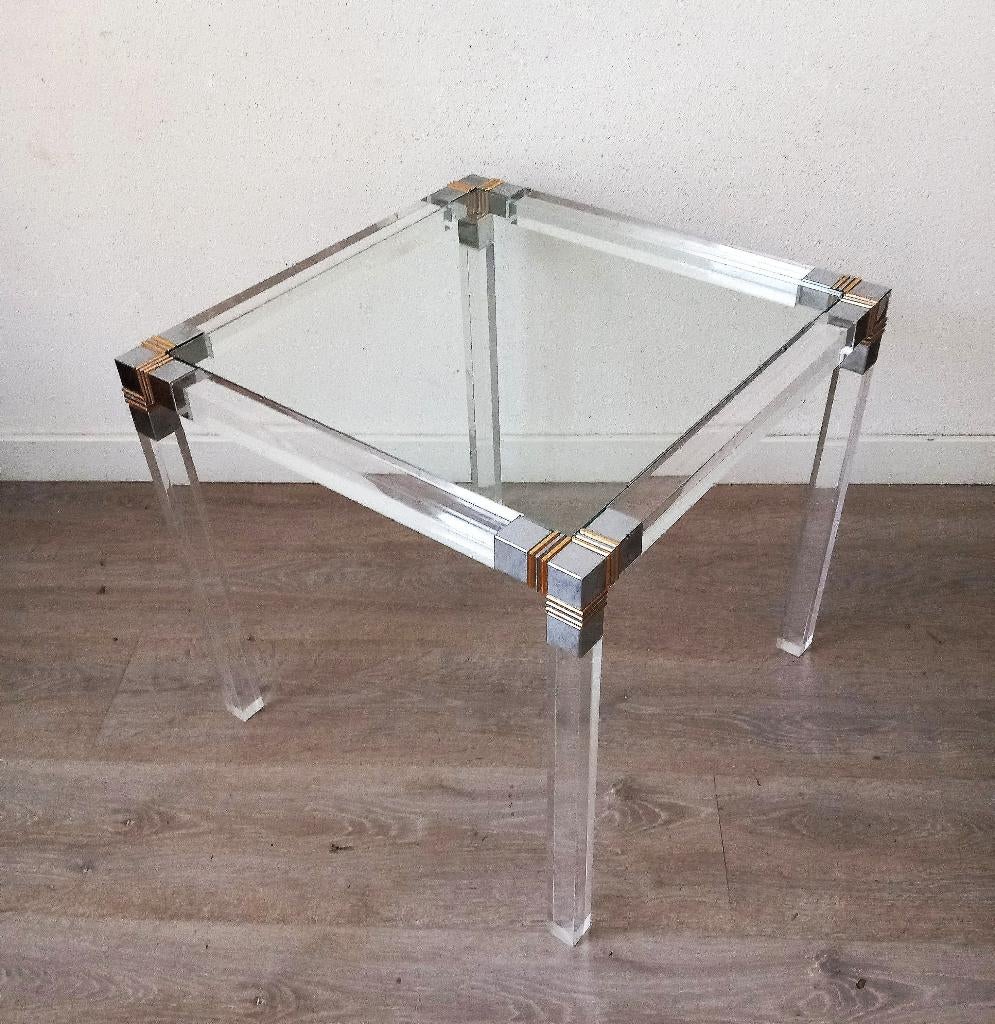 Perspex Acryl Bijzettafel Plexiglas tafel jaren '70, Huis en Inrichting, Tafels | Bijzettafels, Gebruikt, Rechthoekig, Ophalen