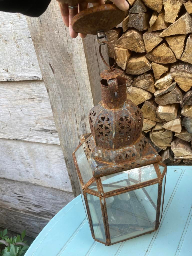 Mooie hanglamp oosters veranda, Ophalen, Gebruikt, Glas, Minder dan 50 cm