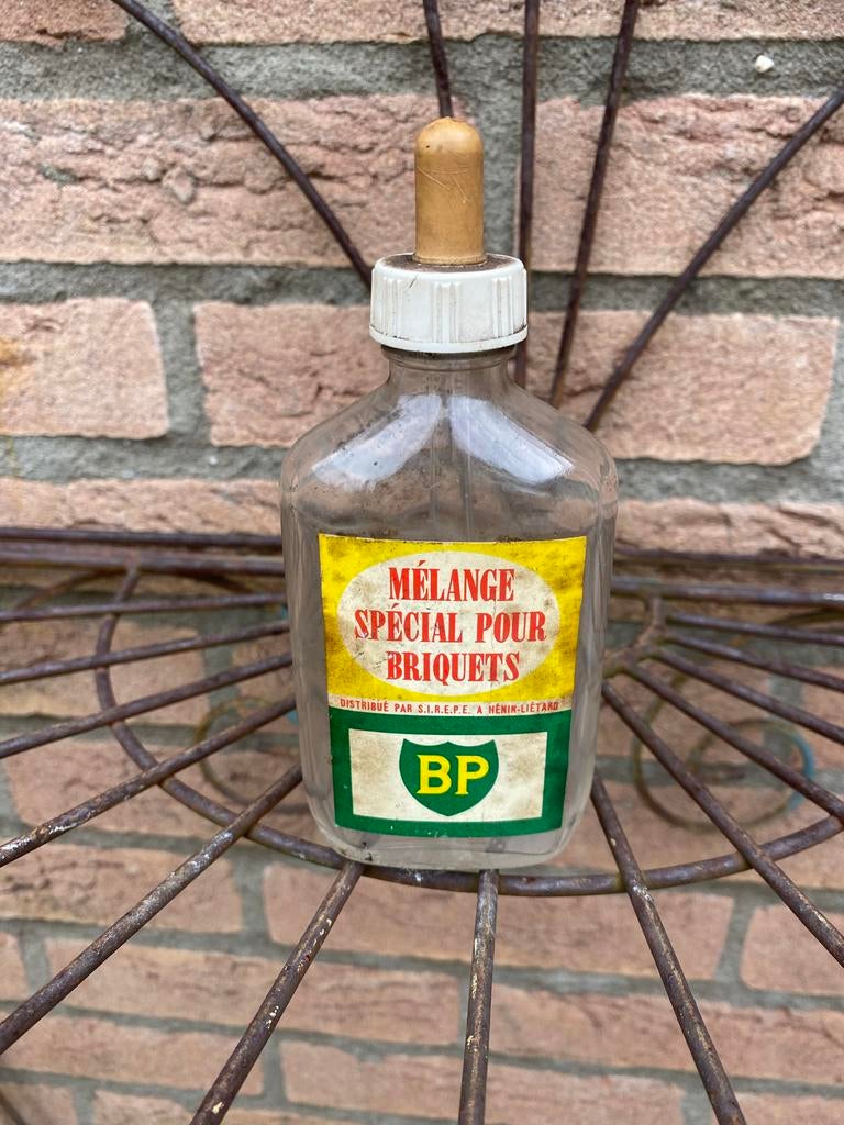 BP glazen olieflesje, Ophalen of Verzenden, Gebruikt