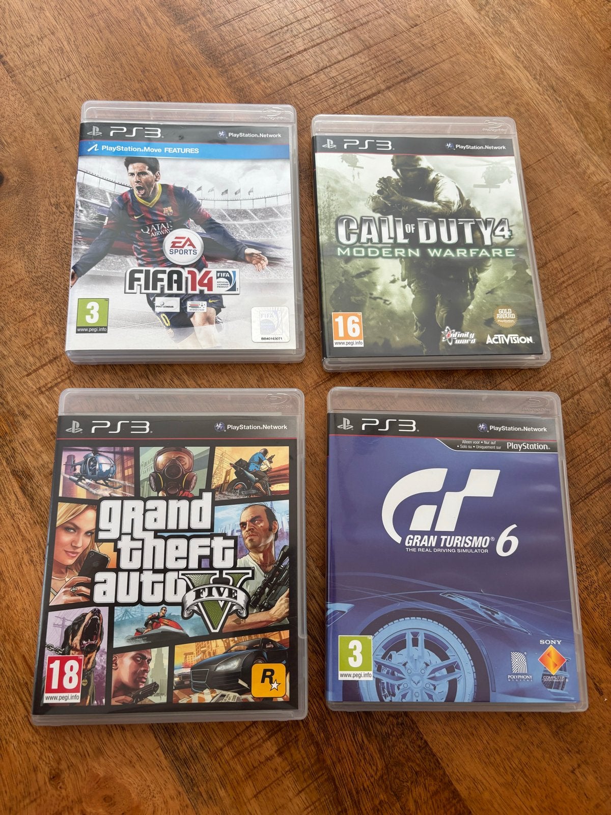 4 PlayStation 3 spellen: GTA V, CoD, FIFA 14, Gran Turismo 6, Spelcomputers en Games, Online, Gebruikt, Vanaf 18 jaar, Overige genres
