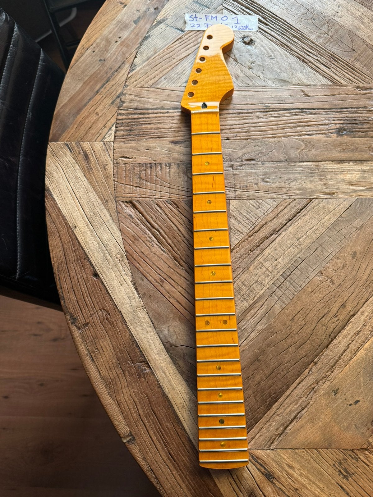 Stratocaster hals Maple Tiger flame 22 fr-12 radius” STFM01, Geen, Geen, Jpsg, Nieuw