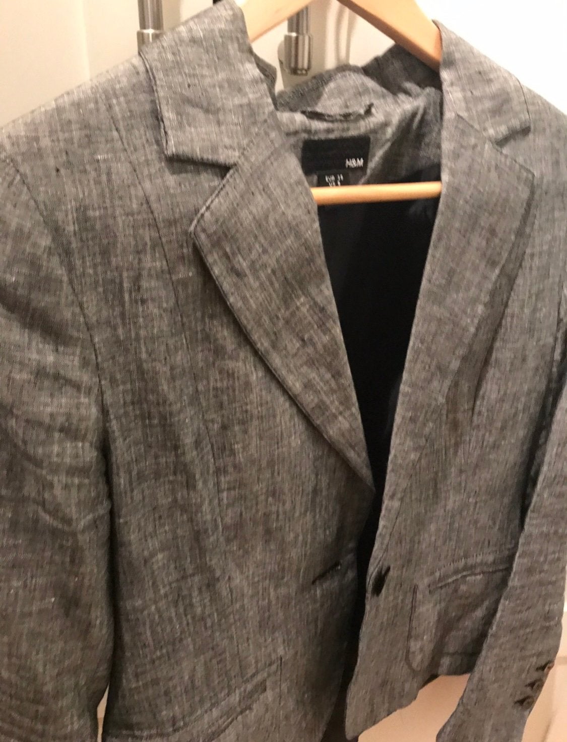 H&M blazer linnen, Ophalen of Verzenden, Zo goed als nieuw, Maat 38/40 (M), Grijs