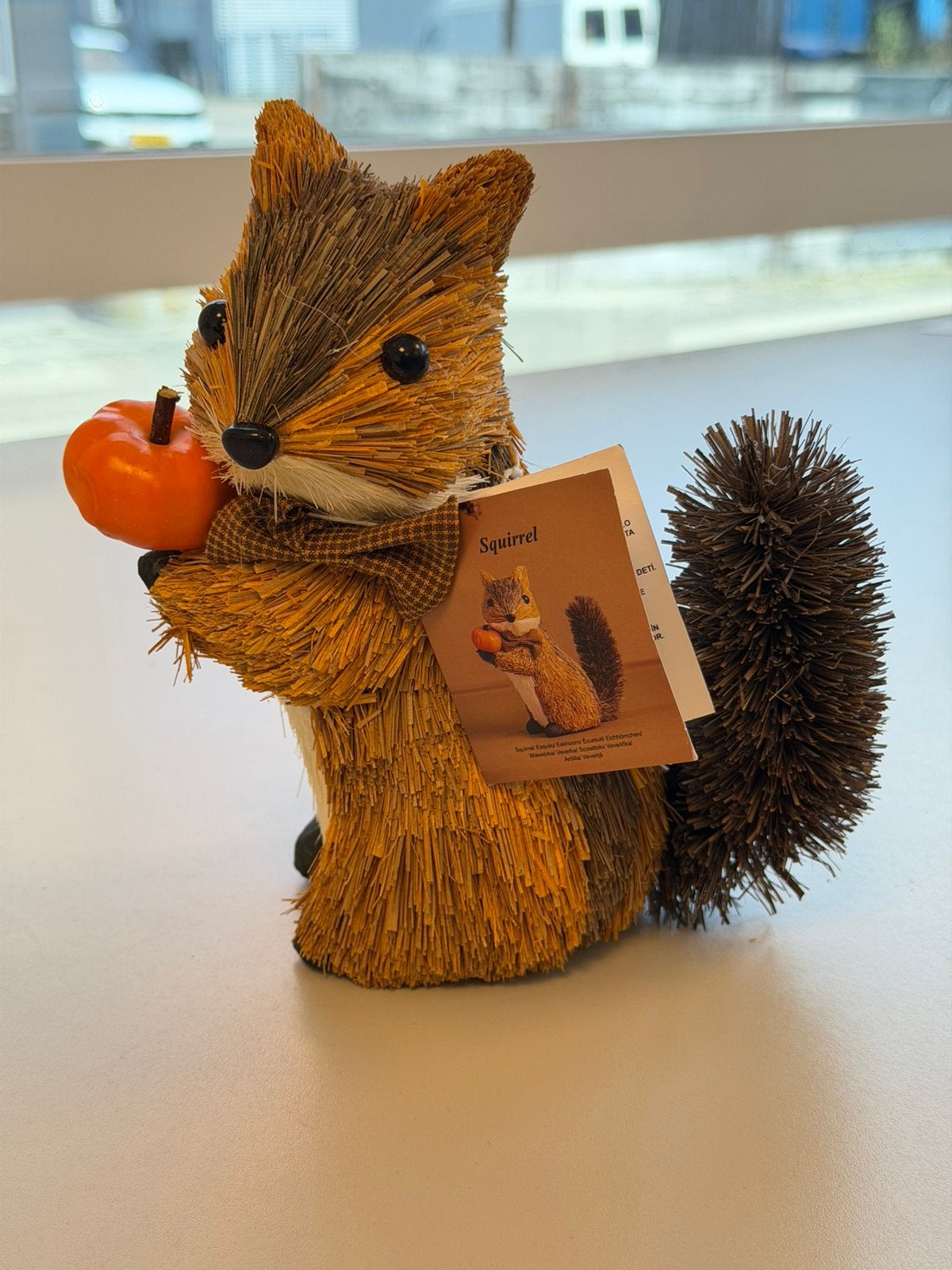 Stro Eekhoorn met Pompoen 20 cm Herfst decoratie najaar, Ophalen of Verzenden, Nieuw, Dier