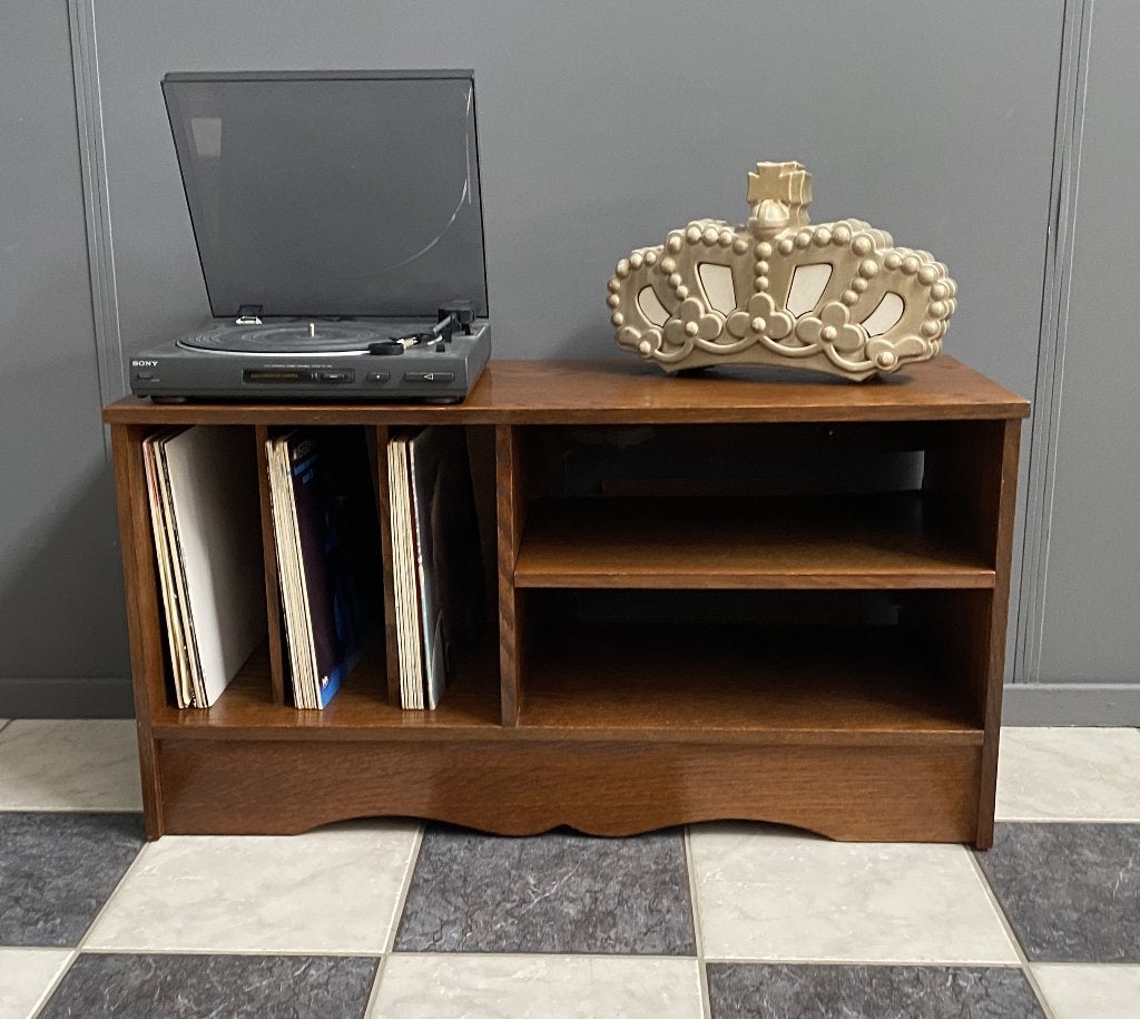 70 jaren laag TV kast audiomeubel platen kast platenspeler, Cd's en Dvd's, Vinyl | Overige Vinyl, Ophalen, Gebruikt, 12 inch, Overige typen