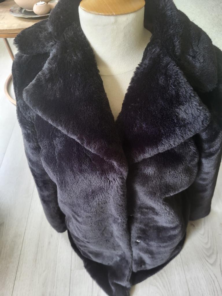 Zwarte Faux Fur Jas - Maat M, Zwart, Ophalen, Maat 38/40 (M), Onbekend