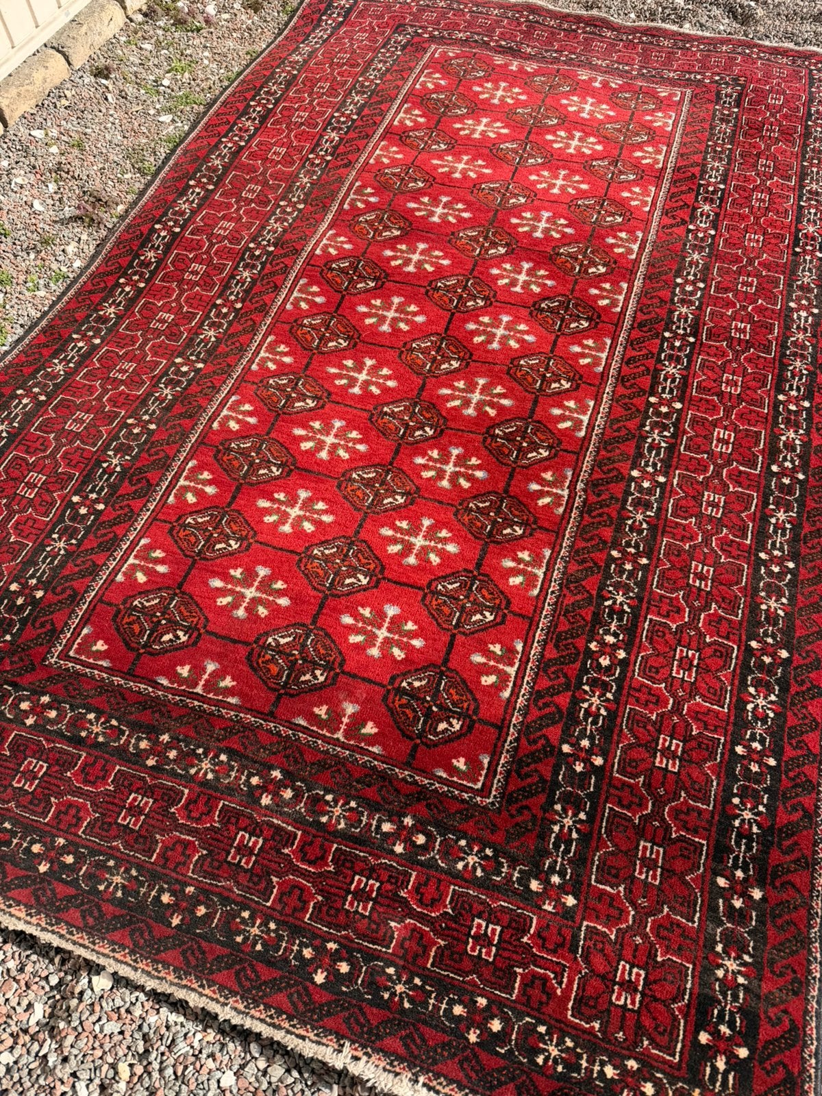 Vintage Perzisch tapijt vloerkleed rood wit wol, Ophalen of Verzenden