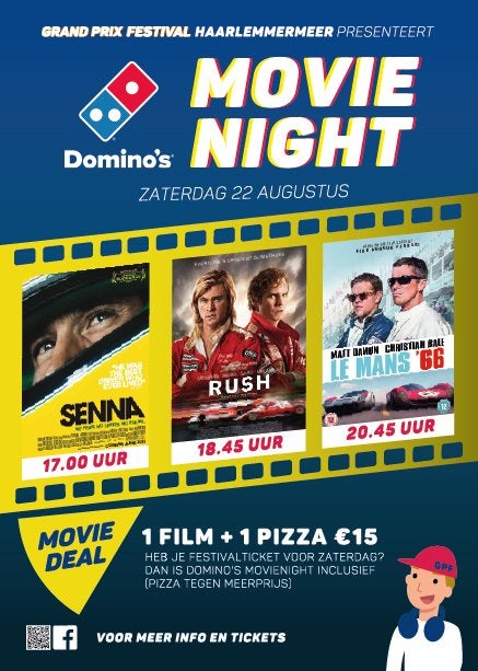 Domino´s Movienight: Senna, Rush en Le Mans '66, Ophalen, Nieuw, Formule 1