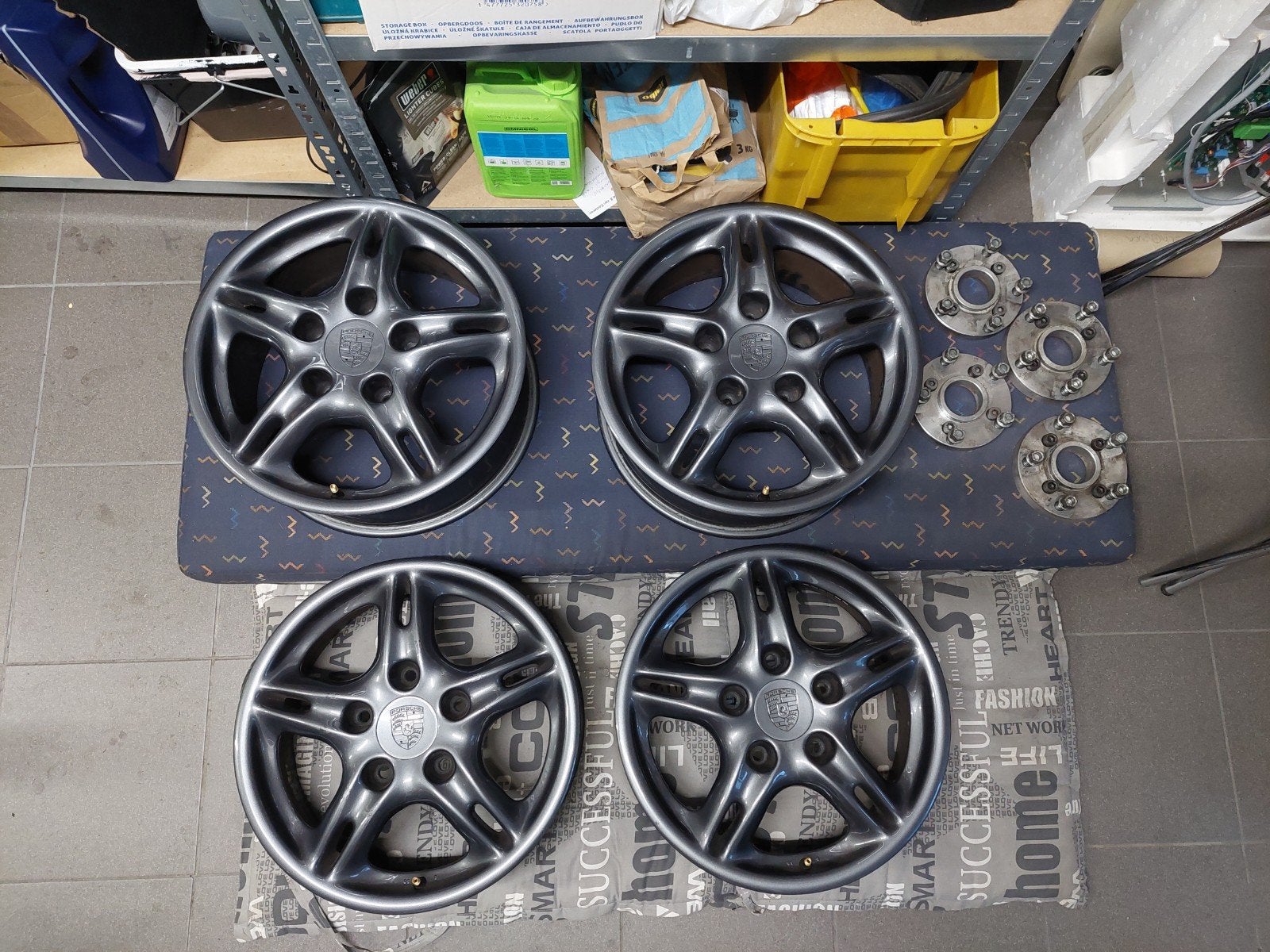 Porsche 996 16 inch velgen met adapters 4x100 vw, Ophalen, Gebruikt, Velg(en), 16 inch