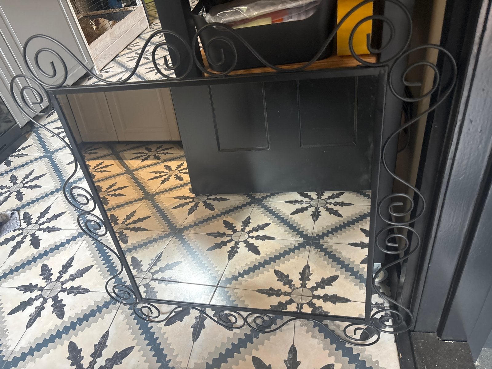 IKEA Noresund spiegel met sierlijk metalen frame, Ophalen, Gebruikt, Minder dan 100 cm, Rechthoekig