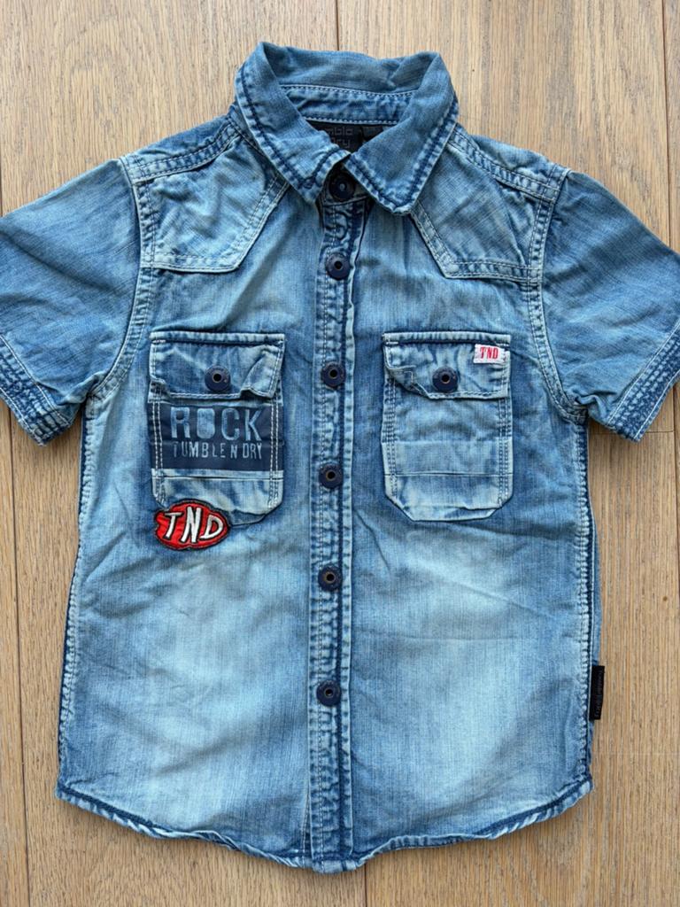 Denim blousje Tumble n Dry mt 104 netjes, Kinderen en Baby's, Kinderkleding | Maat 104, Ophalen of Verzenden, Gebruikt, Jongen