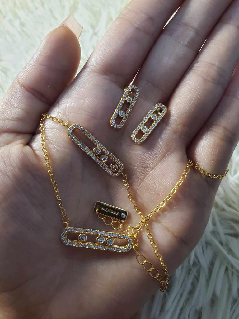 Messika Stijl Sieradenset - Ketting, Armband & Oorbellen, Met kristal, Overige materialen, Nieuw, Ophalen of Verzenden