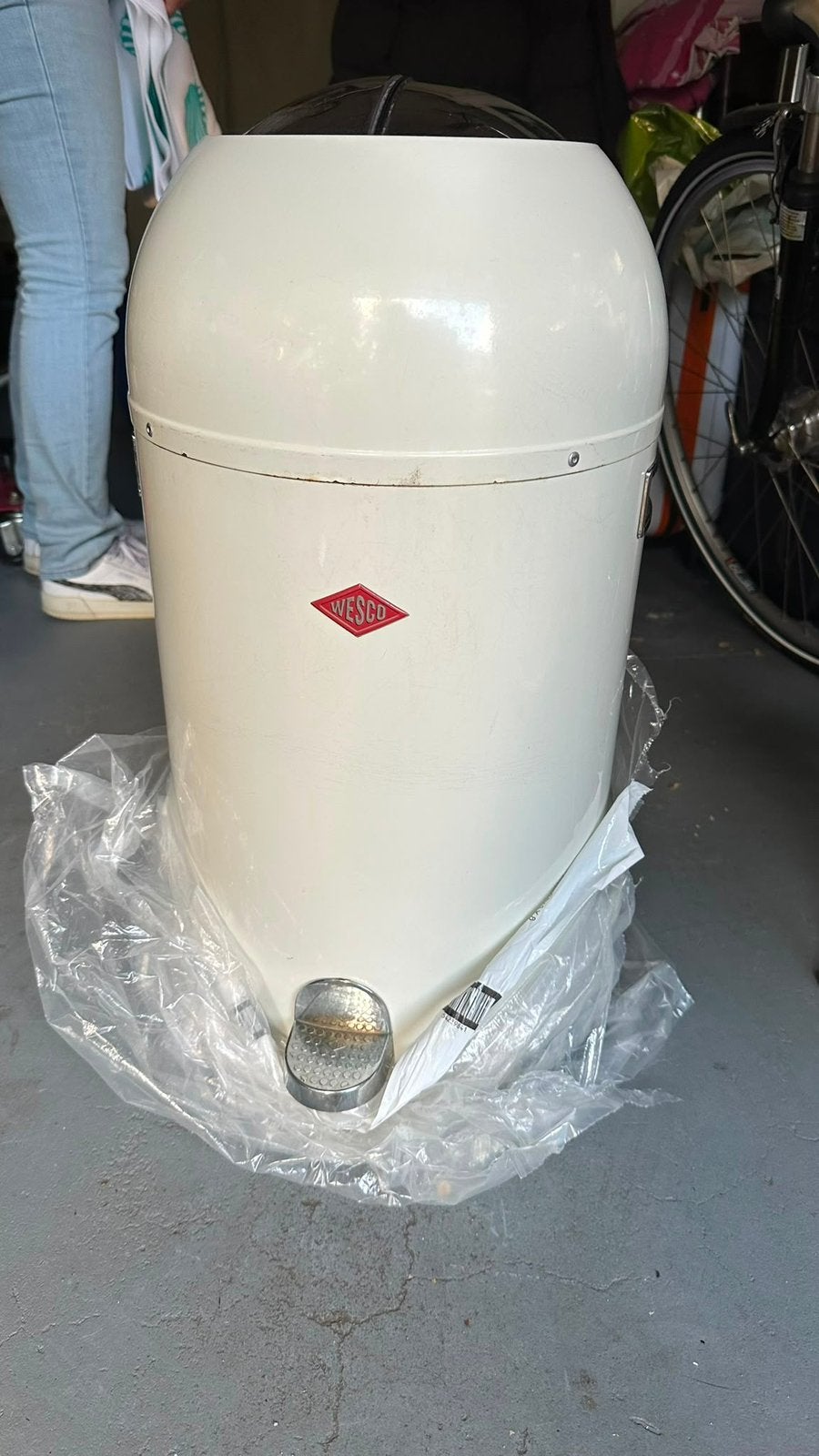 Wesco Kickmaster vuilnisbak prullenbak metaal, Ophalen, Gebruikt, Met pedaal, 40 liter of meer