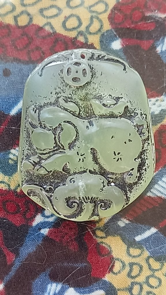 Mooi antiek Chinees jade amulet met een varken 4,8 cm., Ophalen of Verzenden