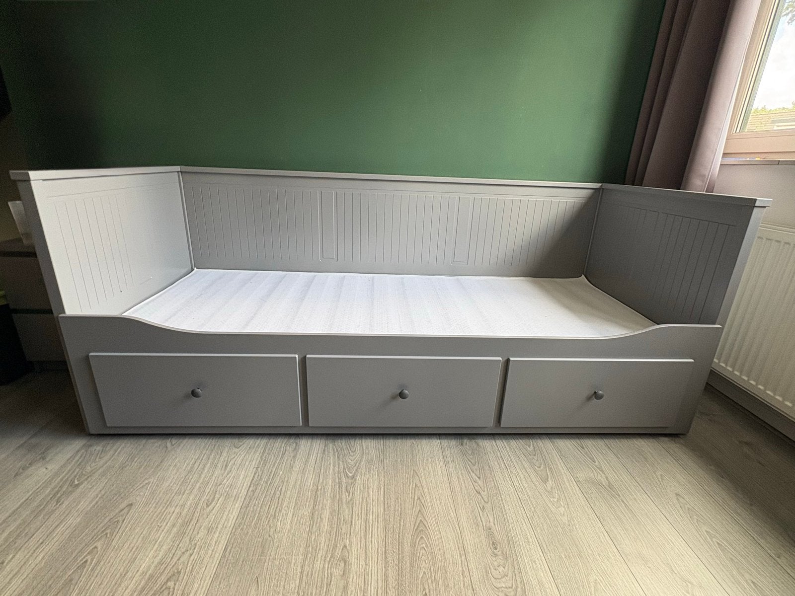 IKEA Hemnes Bedbank - Grijs met 3 lades, Ophalen, Eenpersoons, 80 cm, 200 cm