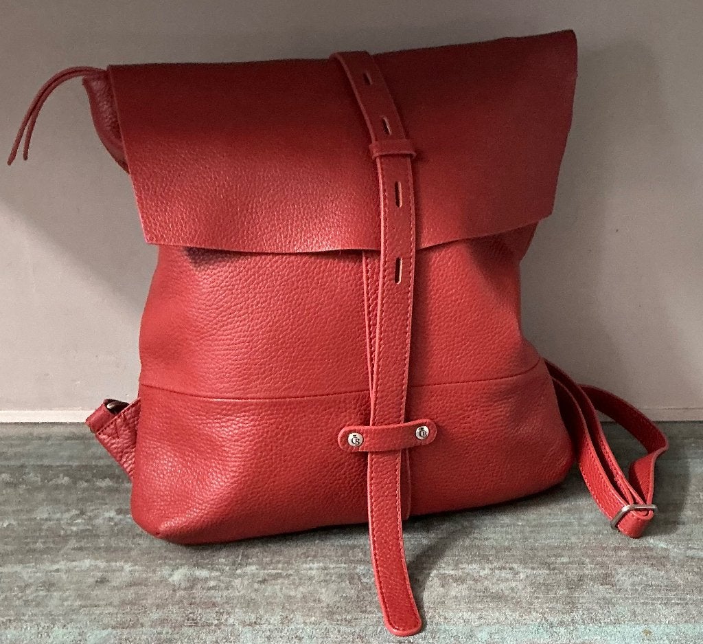 Castelijn & Beerens. Rode leren rugtas., Ophalen of Verzenden, Nieuw, Overige merken, 30 tot 45 cm