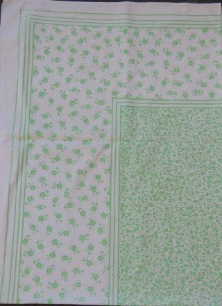 Vintage lap stof wit met groene bloemetjes en strepen, Hobby en Vrije tijd, Stoffen en Lappen, Ophalen of Verzenden, Zo goed als nieuw