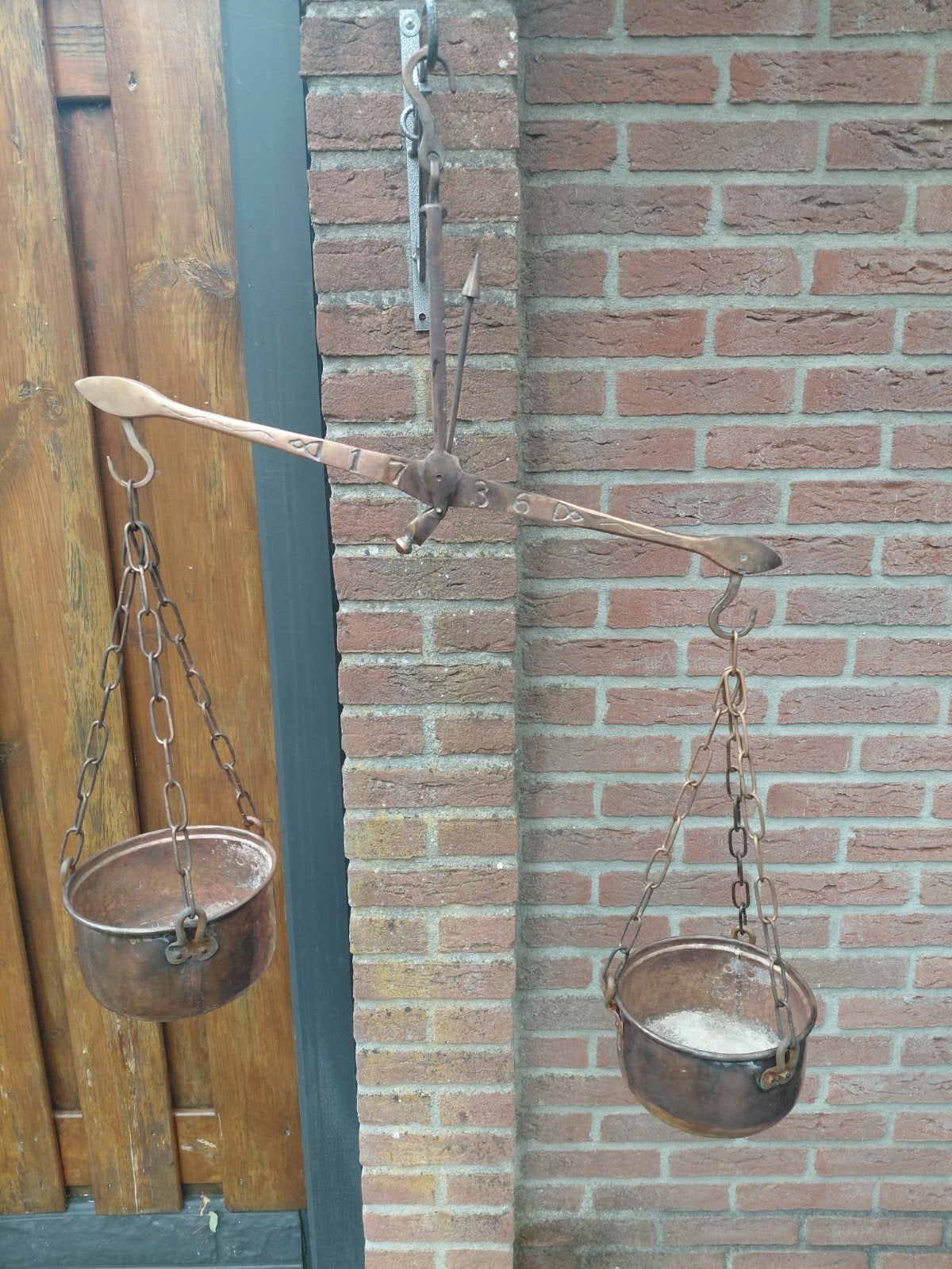 Antieke koperen weegschaal - Decoratief, Ophalen of Verzenden