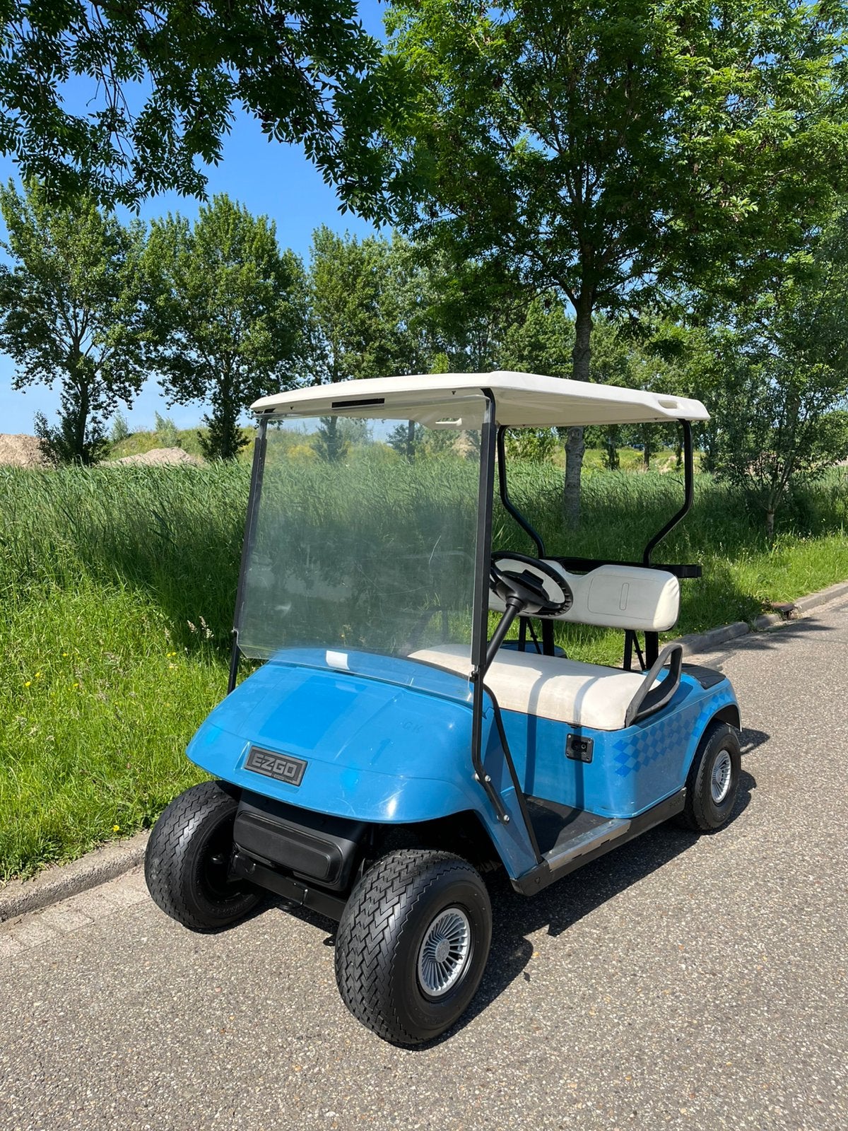 Electrische golfkar met splinternieuwe accu’s rijd perfect, Sport en Fitness, Golf, Ophalen, Zo goed als nieuw, Golfkar