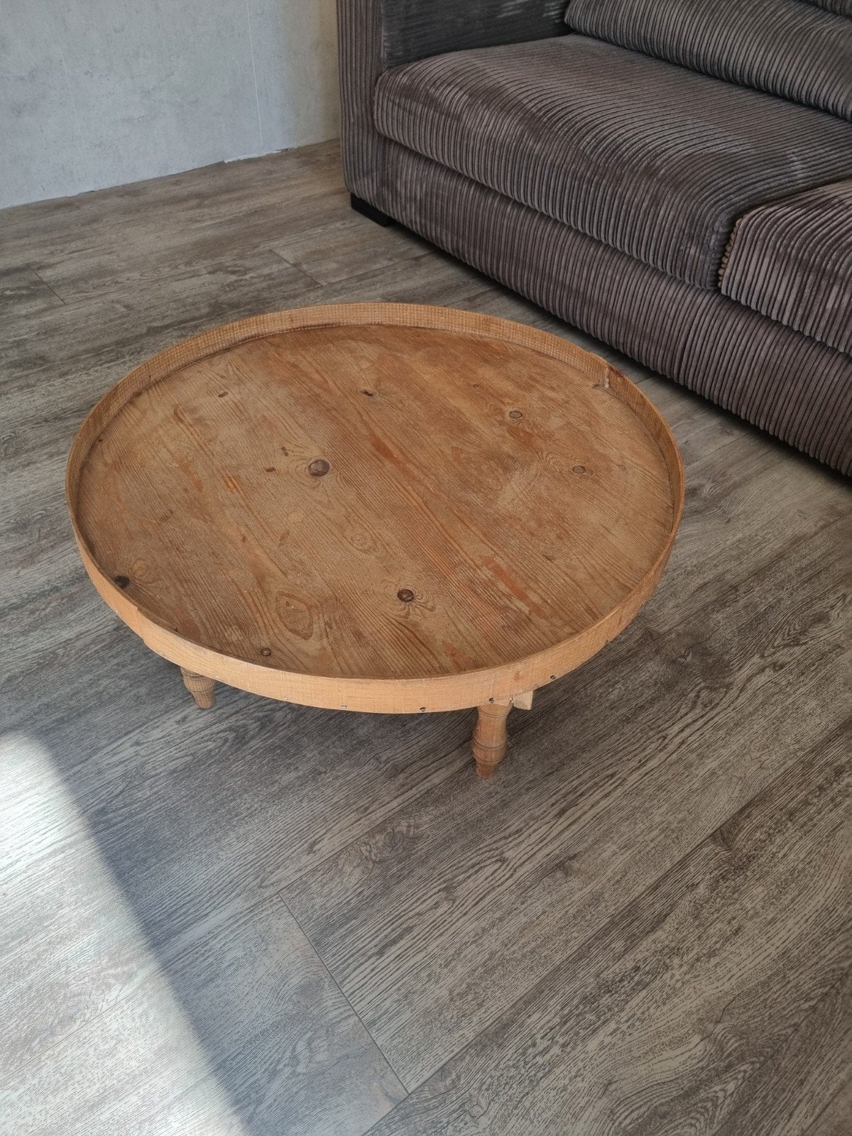 Houten Mono Deco Salontafel met Opstaande Rand - Rond Ø 69, Ophalen, Gebruikt, 50 tot 100 cm, Rond