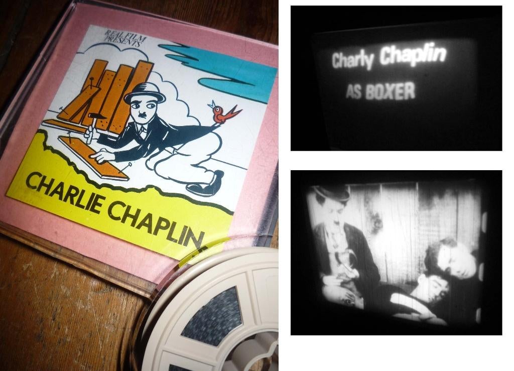 8mm film Chaplin als bokser - zw/w - silent - 20mtr -, Audio, Tv en Foto, Filmrollen, Ophalen of Verzenden, 8mm film