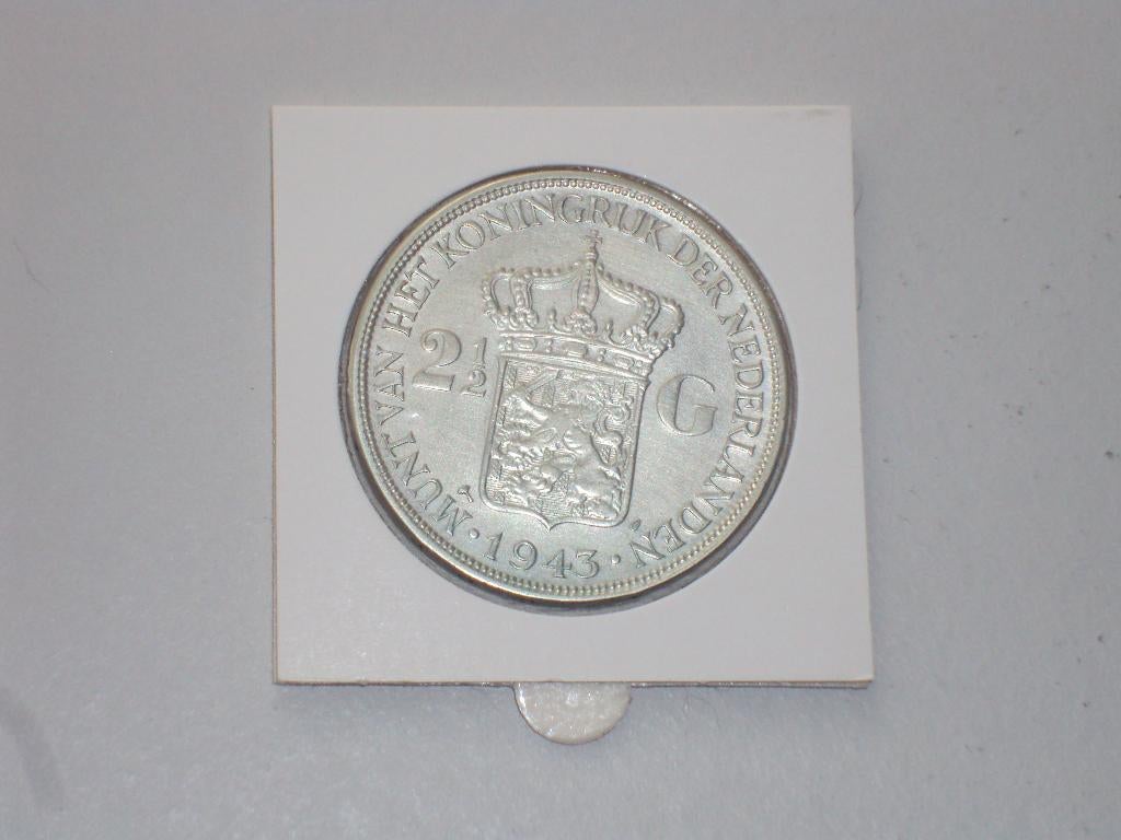 zilveren rijksdaalder Wilhelmina 1943, Postzegels en Munten, Munten | Nederland, Verzenden, Zilver, Koningin Wilhelmina, Losse munt