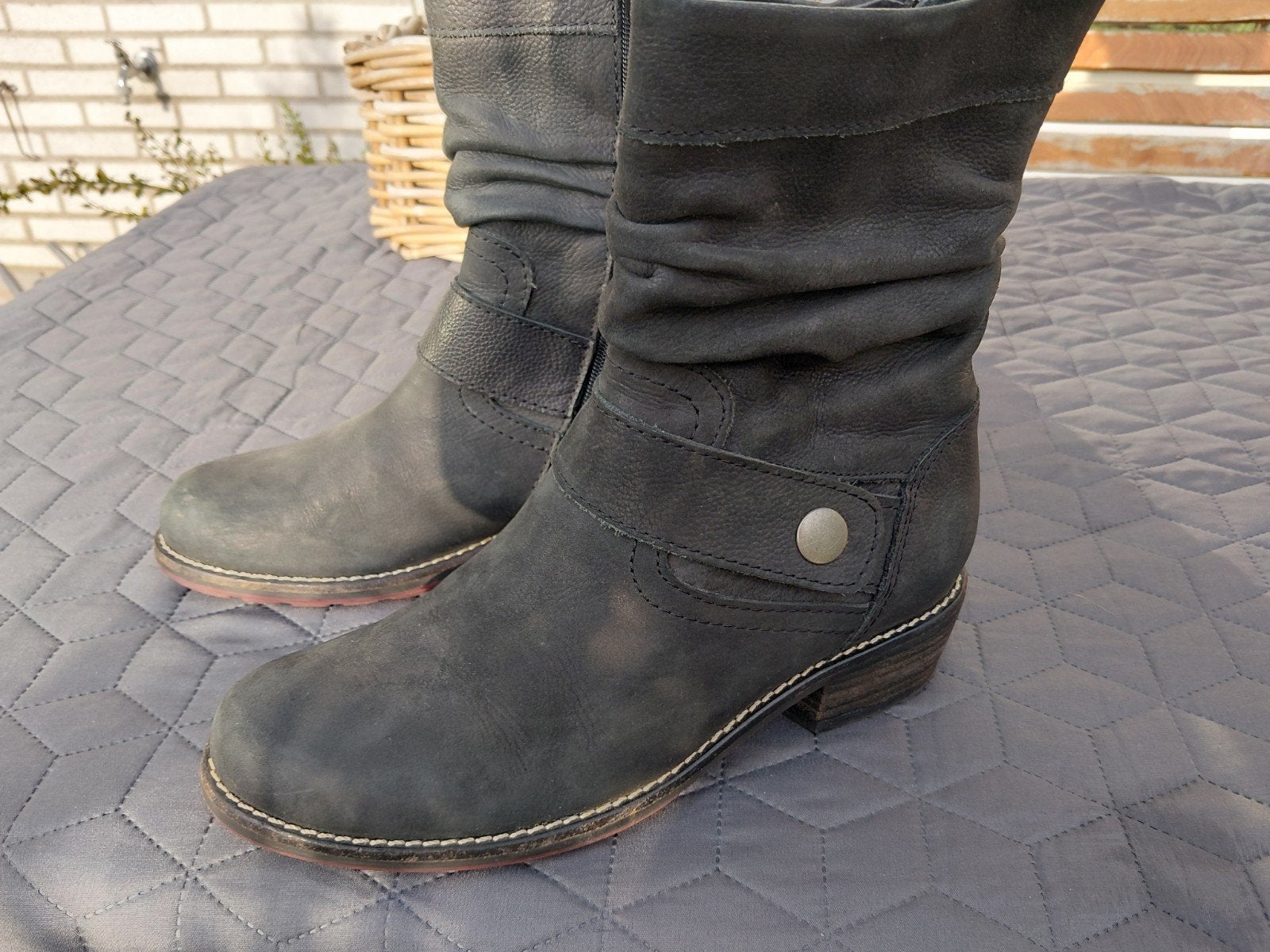 Anthraciet grijze nubuck leren half hoge laarsjes maat 38, Wolky, Verzenden, Lage of Enkellaarzen, Grijs