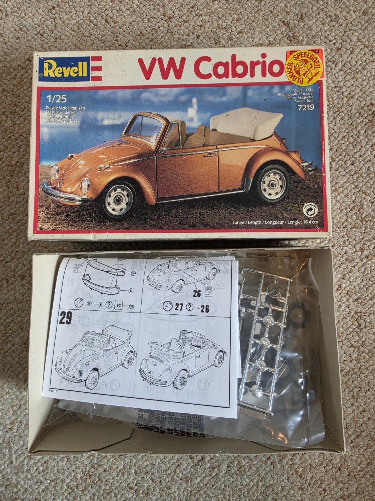 Vintage Revell 1:25 VW Cabrio Volkswagen Kever model kit, Auto, Revell, Groter dan 1:32, Ophalen of Verzenden