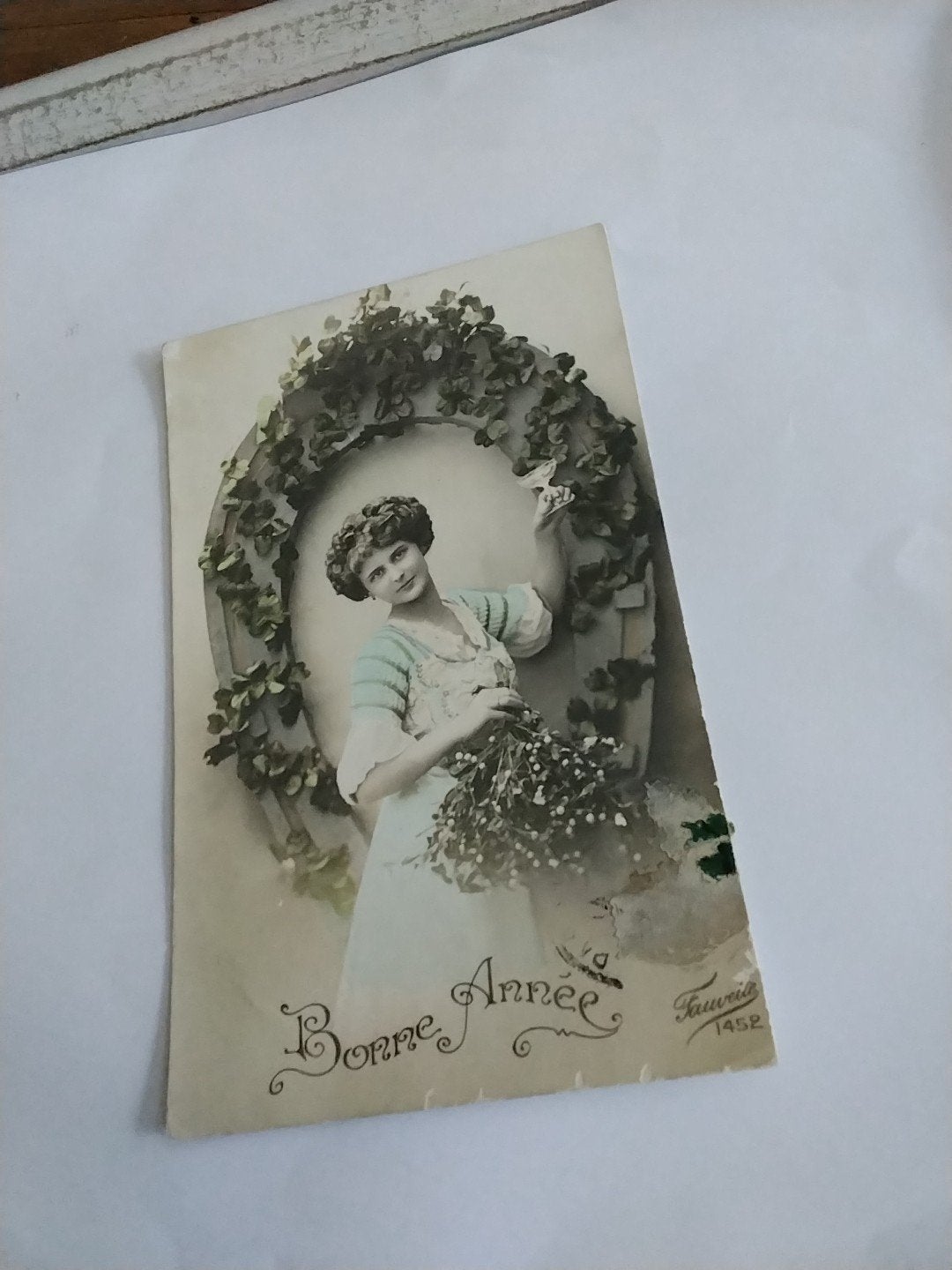 Antieke Franse Nieuwjaarskaart 1913 - 'Bonne Année', Ophalen of Verzenden, Voor 1920, Gelopen