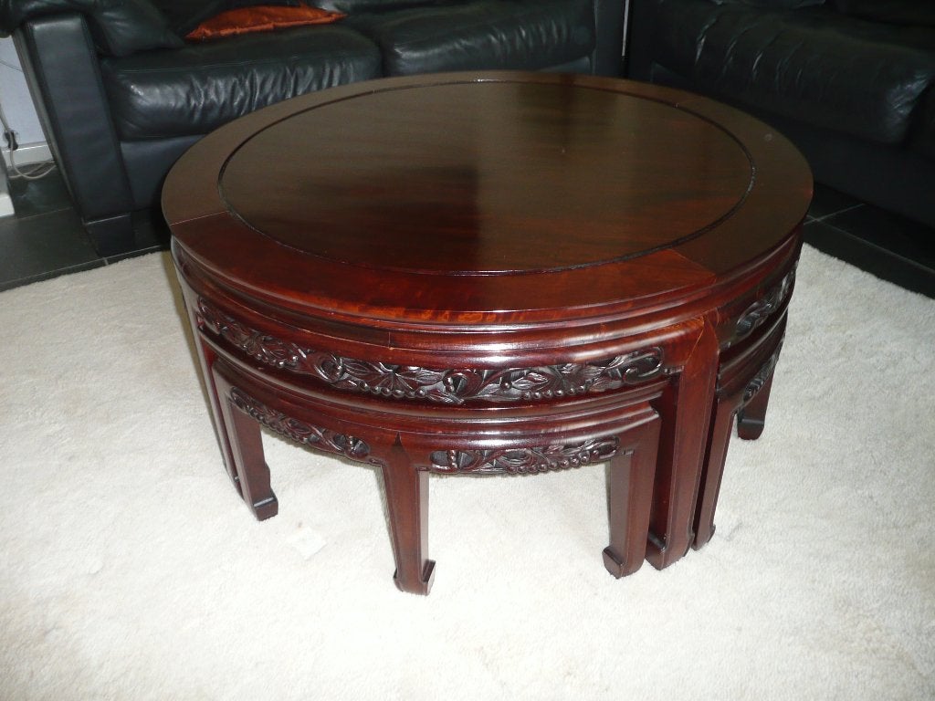 Oriëntaalse salontafel met 4 krukjes, Ophalen, 50 tot 100 cm, Rond, 50 tot 100 cm